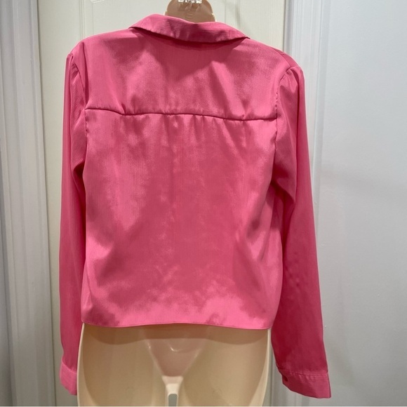 Point Zero Pink Long Sleeve Blouse Size M/M Minimalist Chic - Picture 9 of 16